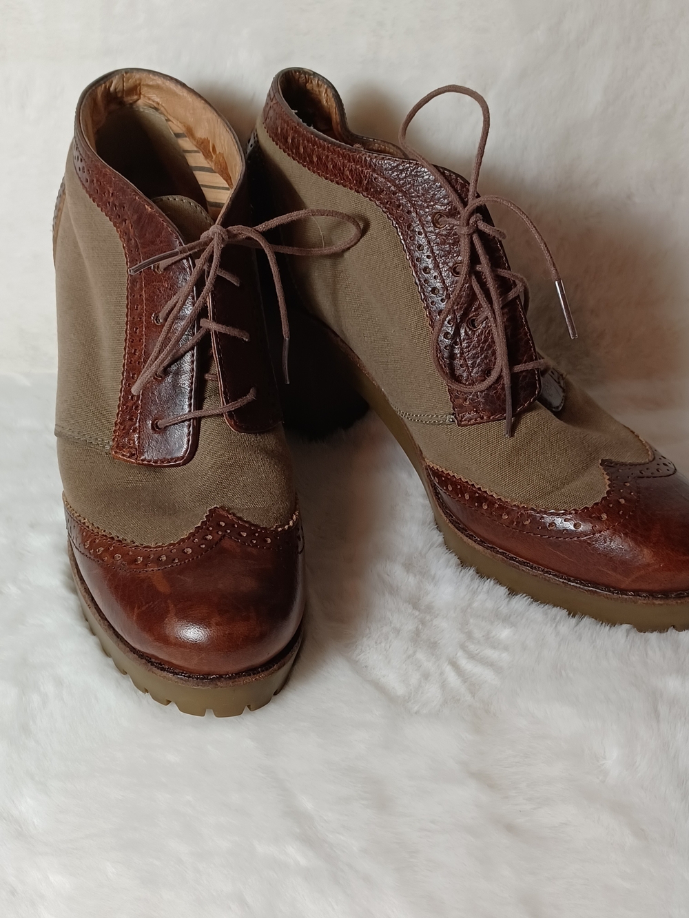 Sperry Brown and Tan Wingtip Ankle Booties